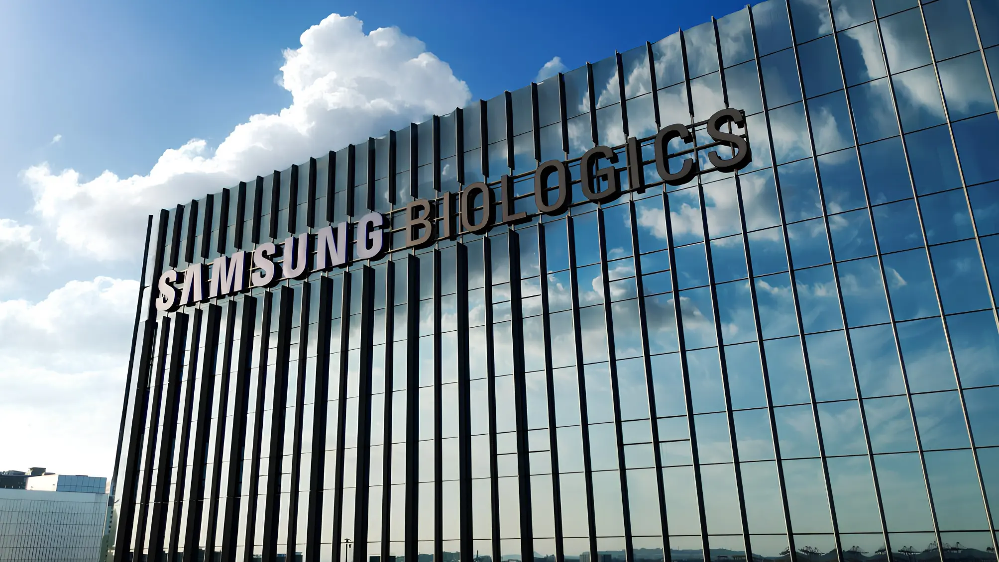 Samsung Biologics headquarters representing the company's $1.81 billion acquisition of Swiss drug manufacturer PolyPeptide.