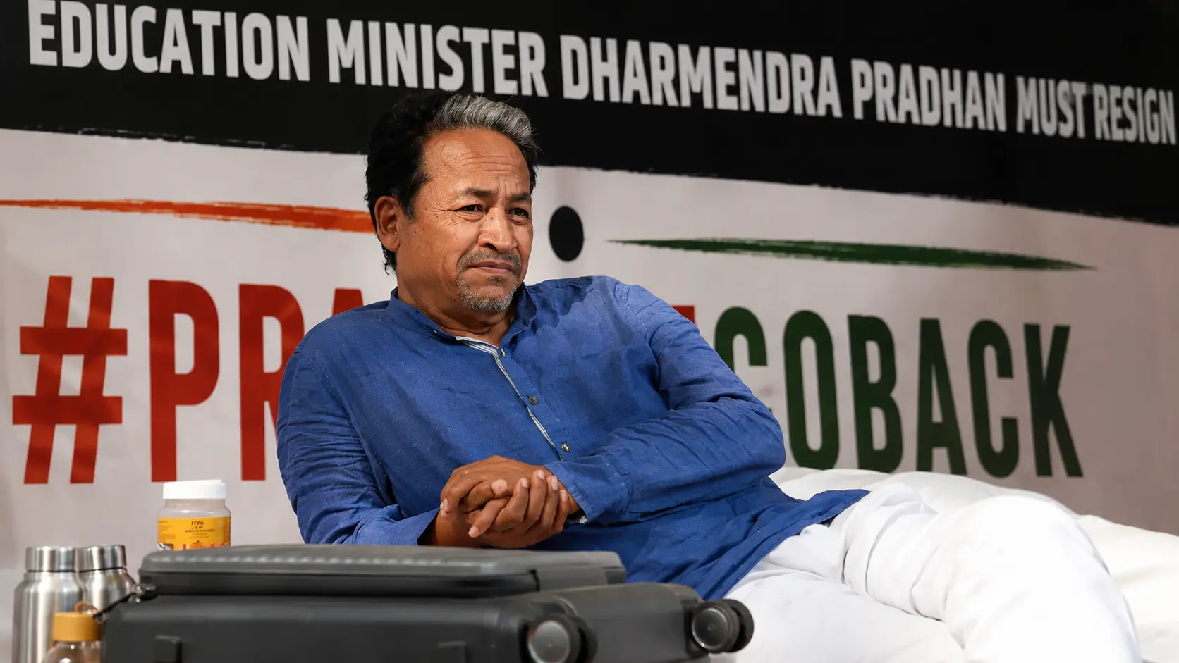 Sonam Wangchuk's hunger strike and the Cockroach Janta Party's demand for education reforms and accountability over exam paper leaks.