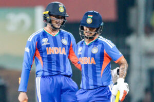 Indian batsman playing an attacking shot during T20 World Cup match against Zimbabwe in Chennai.