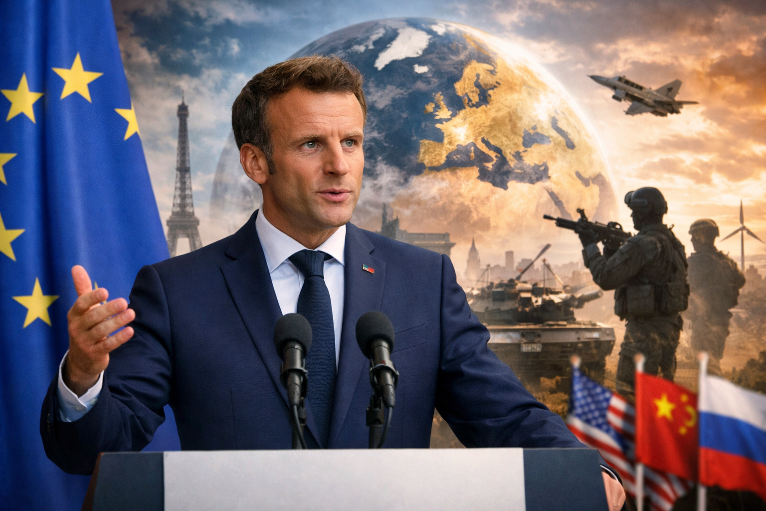 French President Emmanuel Macron urges Europe to act like a true world power, warning that strategic dependence and internal divisions could weaken the EU’s global influence.