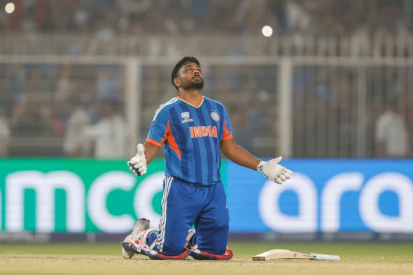 Sanju Samson playing a decisive knock that buries West Indies ghosts in T20 World Cup semifinal qualification.