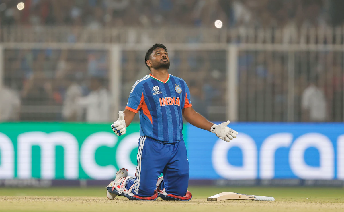 Sanju Samson playing a decisive knock that buries West Indies ghosts in T20 World Cup semifinal qualification.
