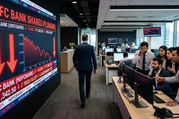 HDFC Bank leadership exit with falling stock charts and investor concern