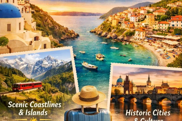 best European places to visit in summer for first-time travelers along a scenic Mediterranean coastline