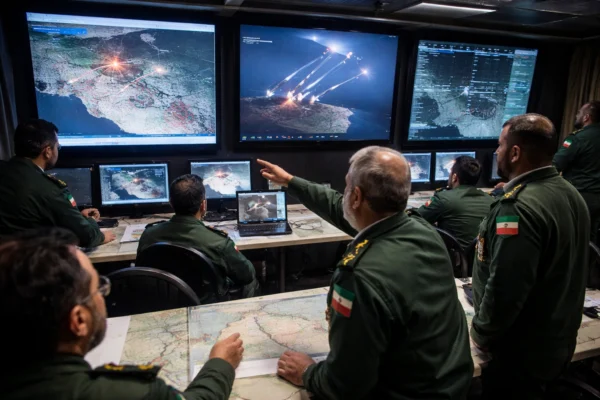 Missile Trails Over Gulf Waters at Dusk