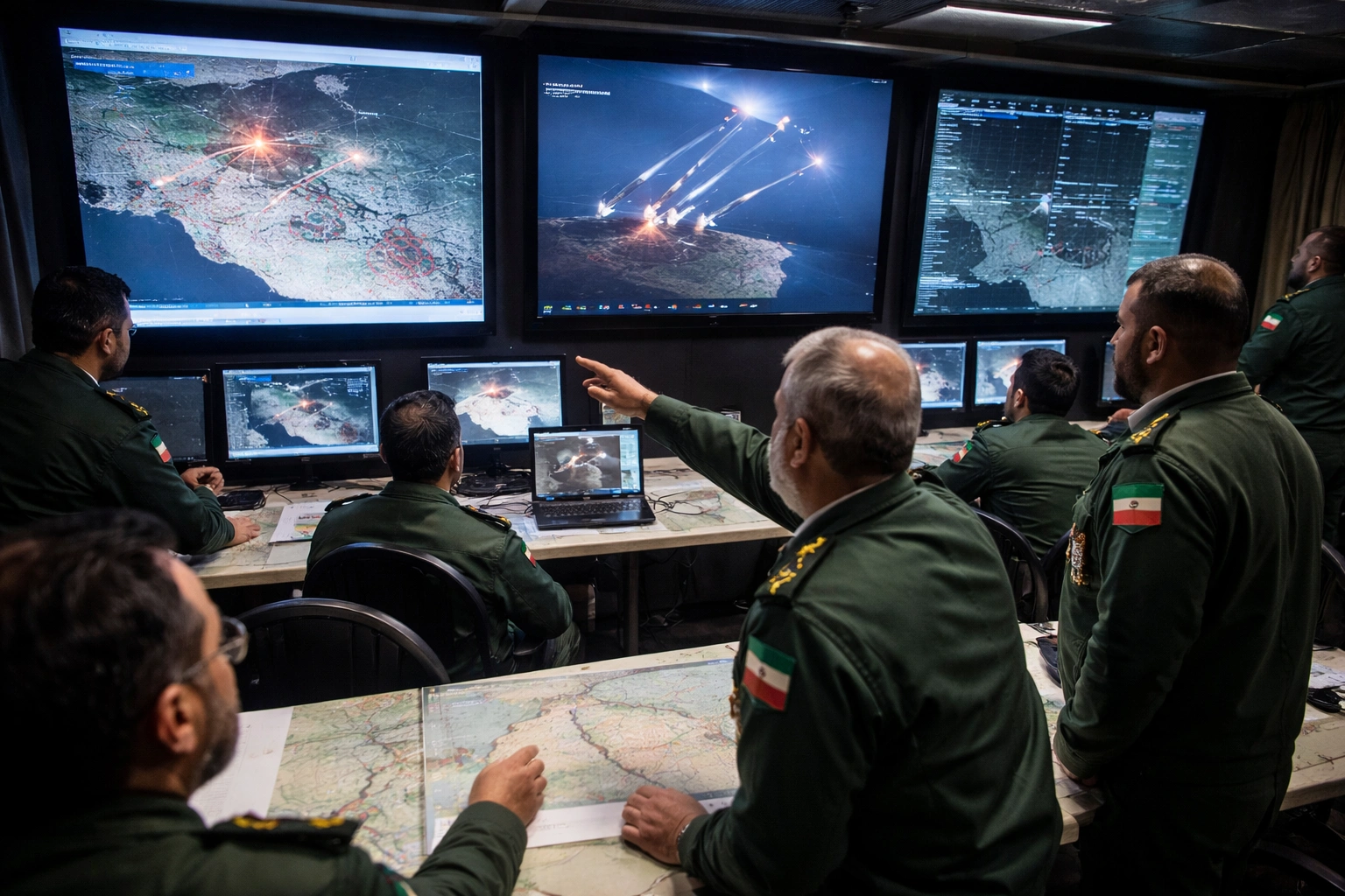 Missile Trails Over Gulf Waters at Dusk