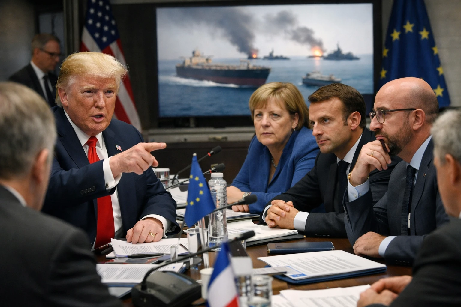 Trump threats to Europe over Iran meeting scene with EU leaders