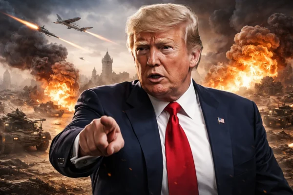 Donald Trump amid Iran war escalation scene representing instinct-driven strategy