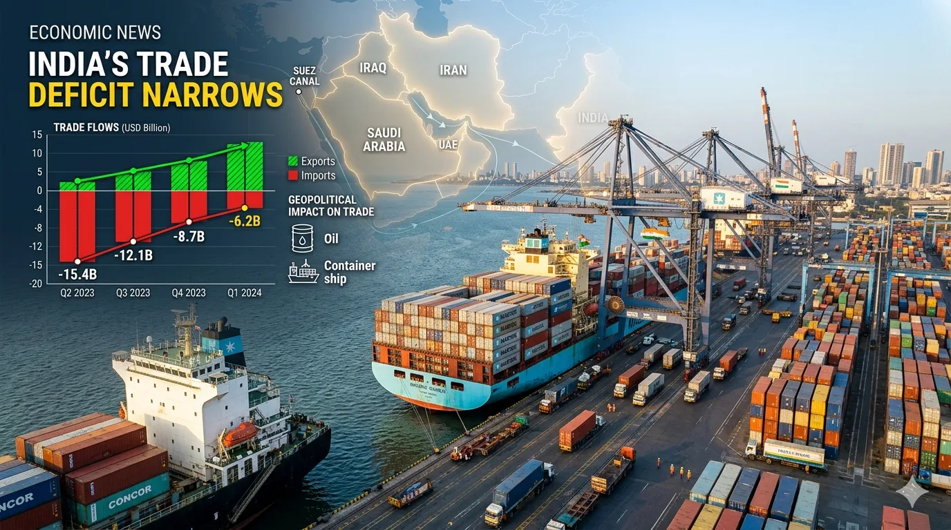 India trade deficit narrows in March despite global geopolitical risks