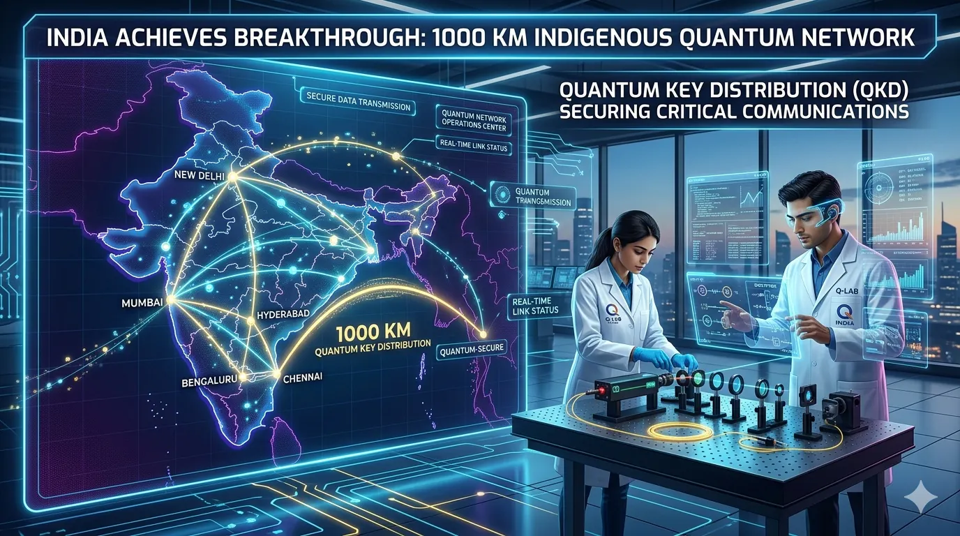 India builds indigenous quantum communication network spanning 1000 km.