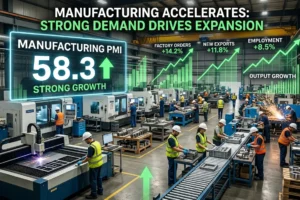 India manufacturing growth pushes PMI to 58.3 in April.