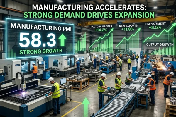 India manufacturing growth pushes PMI to 58.3 in April.