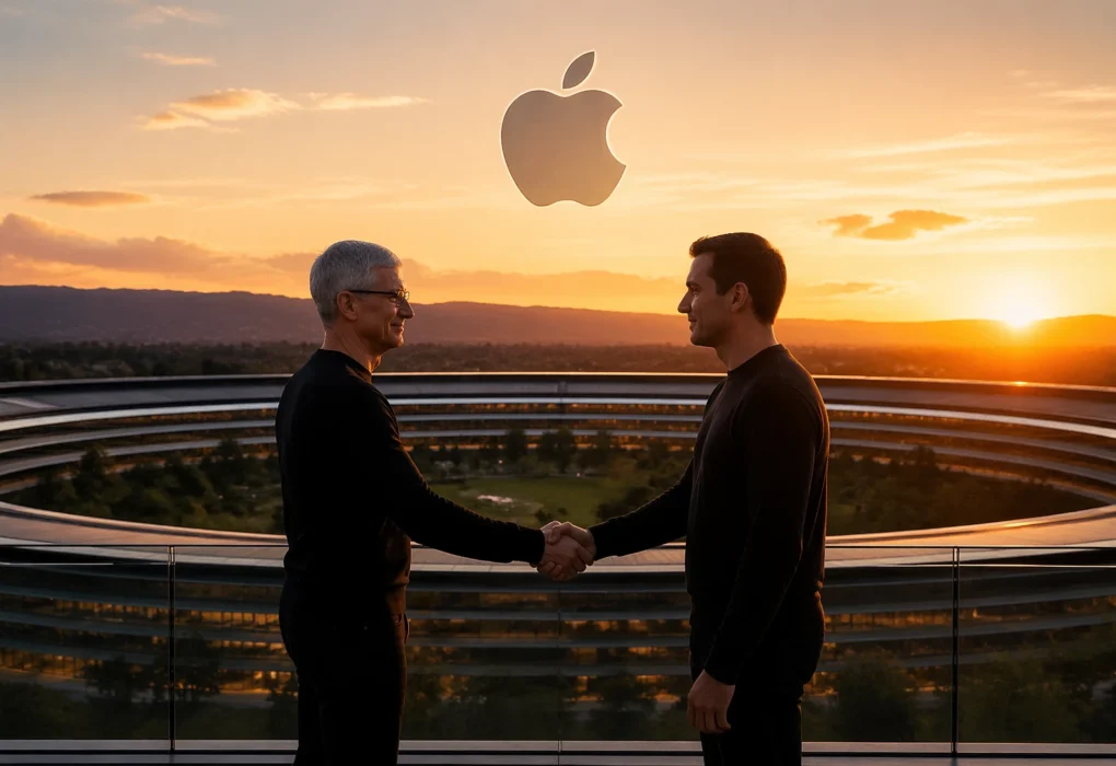 Apple headquarters symbolizing leadership transition from Tim Cook to new CEO