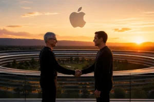 Apple headquarters symbolizing leadership transition from Tim Cook to new CEO