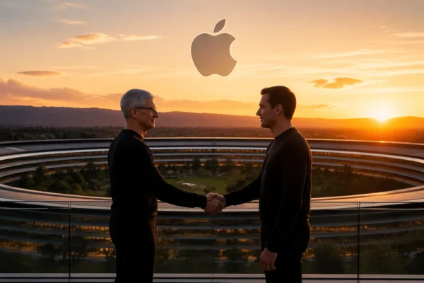 Apple headquarters symbolizing leadership transition from Tim Cook to new CEO