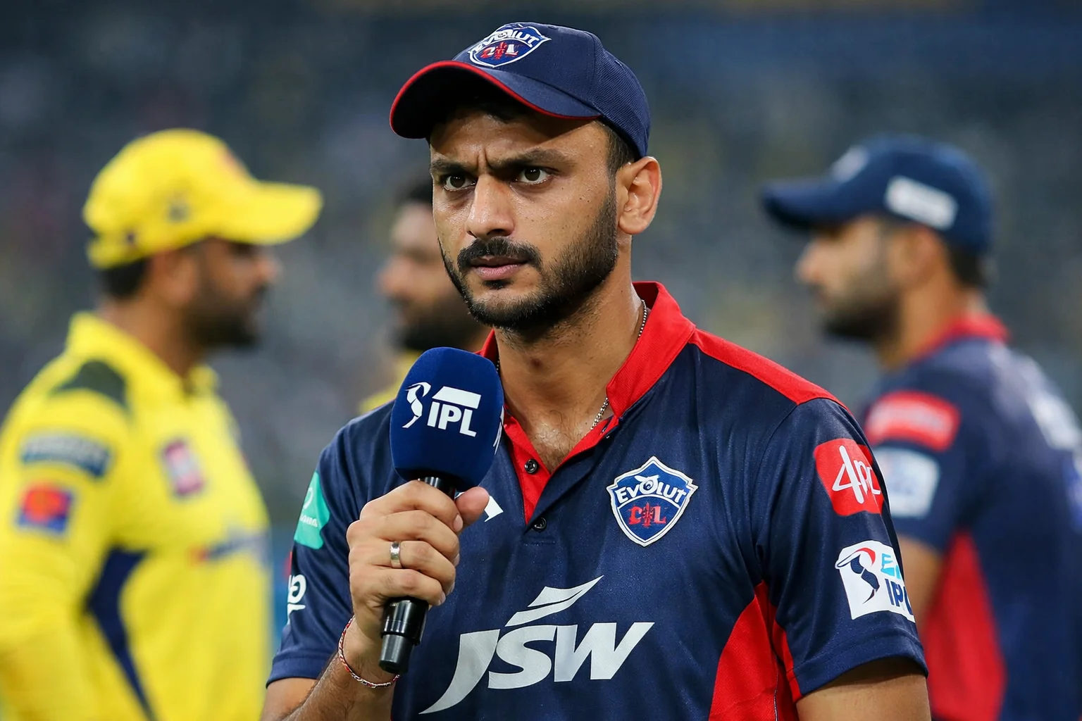Axar Patel speaking after match loss to CSK with serious expression