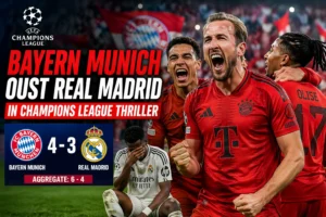 Bayern Munich players celebrate dramatic win over Real Madrid in Champions League quarter-final