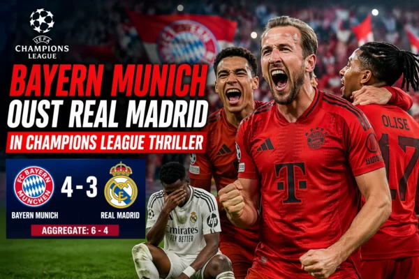 Bayern Munich players celebrate dramatic win over Real Madrid in Champions League quarter-final
