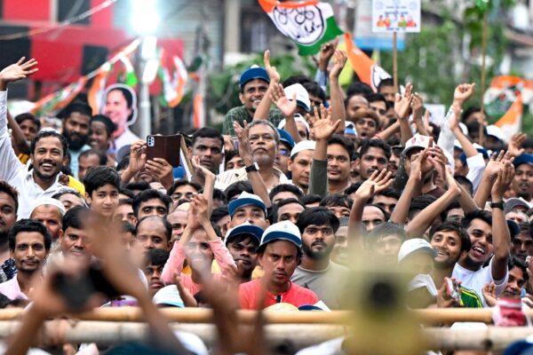 Narendra Modi addressing a rally in West Bengal during election campaign