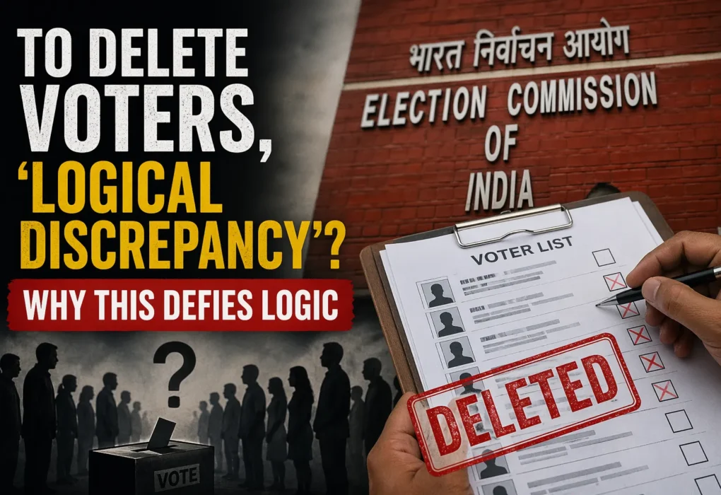 Election officials verifying voter lists with documents in India