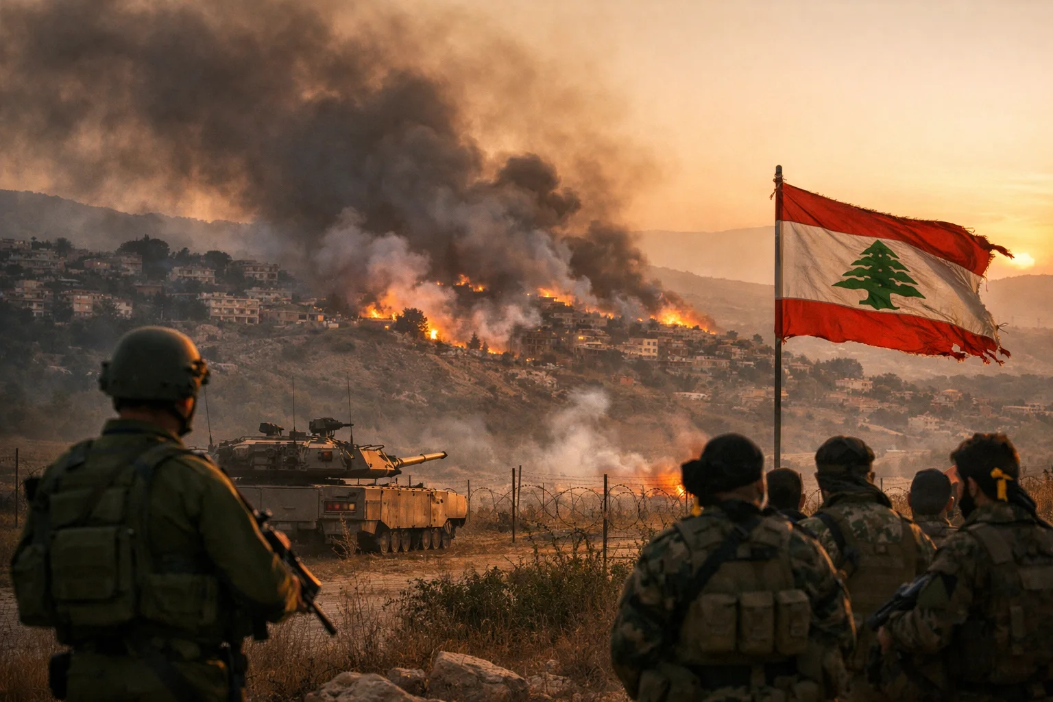 Smoke rises near the Lebanon-Israel border as military tensions escalate during ongoing talks