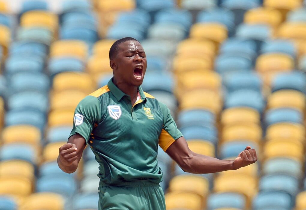 Kagiso Rabada bowling with steep bounce during match-winning spell