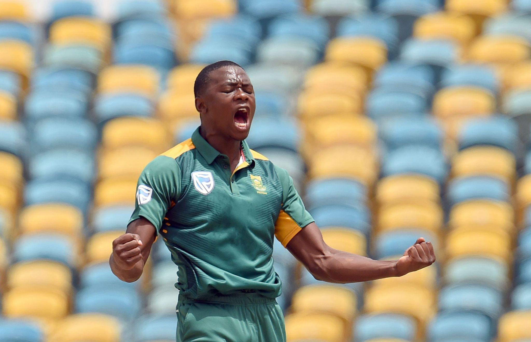 Kagiso Rabada bowling with steep bounce during match-winning spell