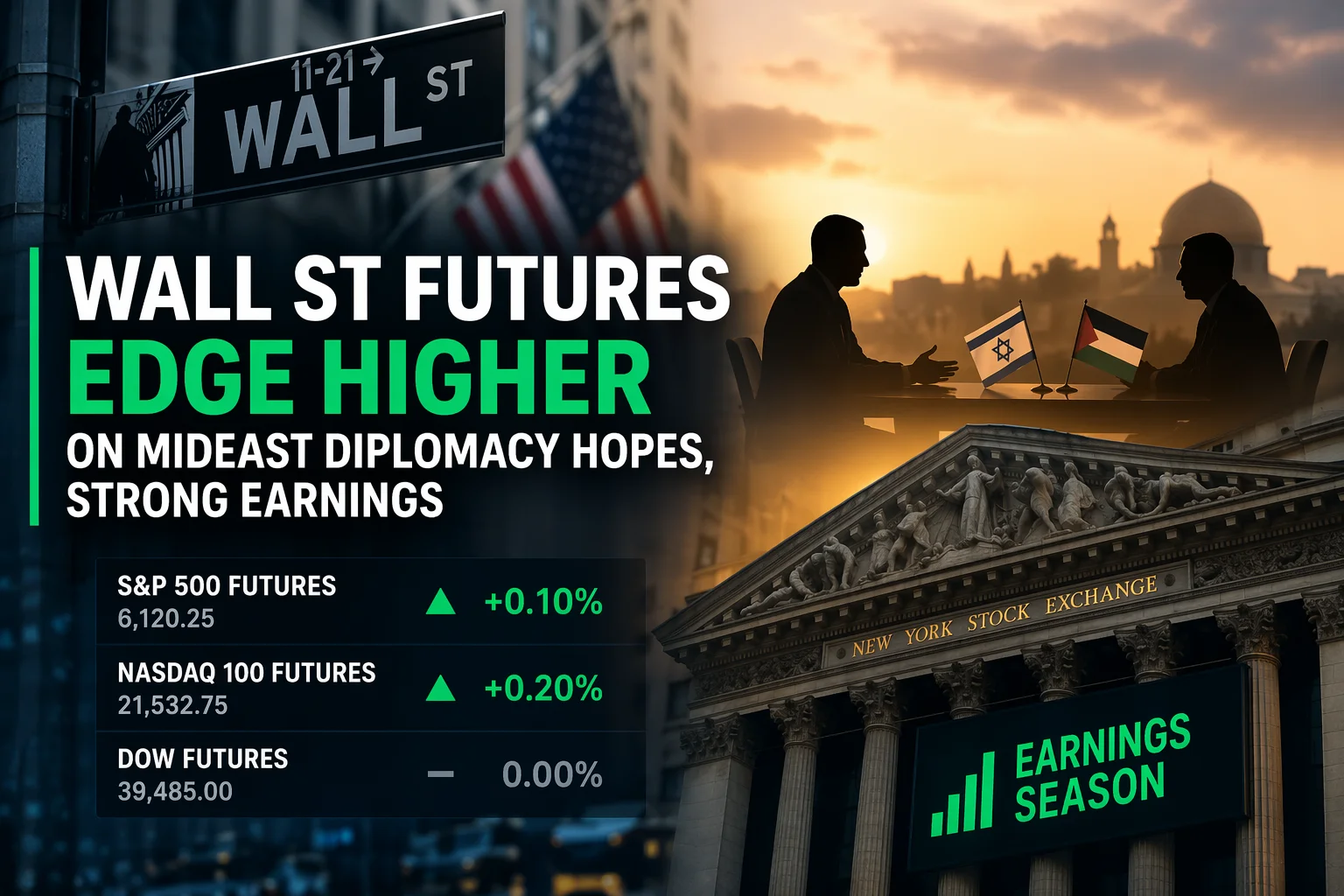 Wall Street futures rise as Middle East diplomacy hopes and strong corporate earnings boost market sentiment