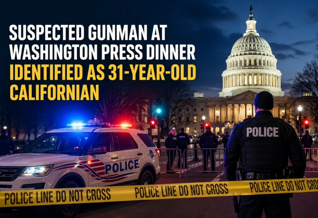 Police and security presence outside Washington press dinner venue after suspected gunman incident