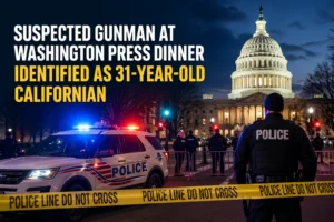Police and security presence outside Washington press dinner venue after suspected gunman incident